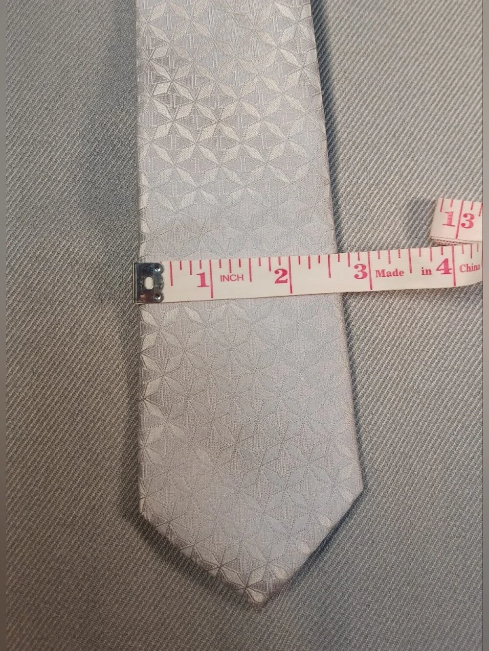Brand Q Italy Men's Silver Tie Asanoha Pattern (Hemp Leaf Pattern)
